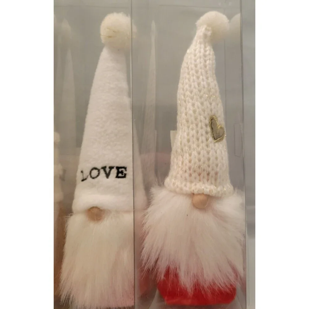 Spritz Valentine’s Day Standing Fabric Gnome Decor Set of 3 Beanie Red Pink Tan